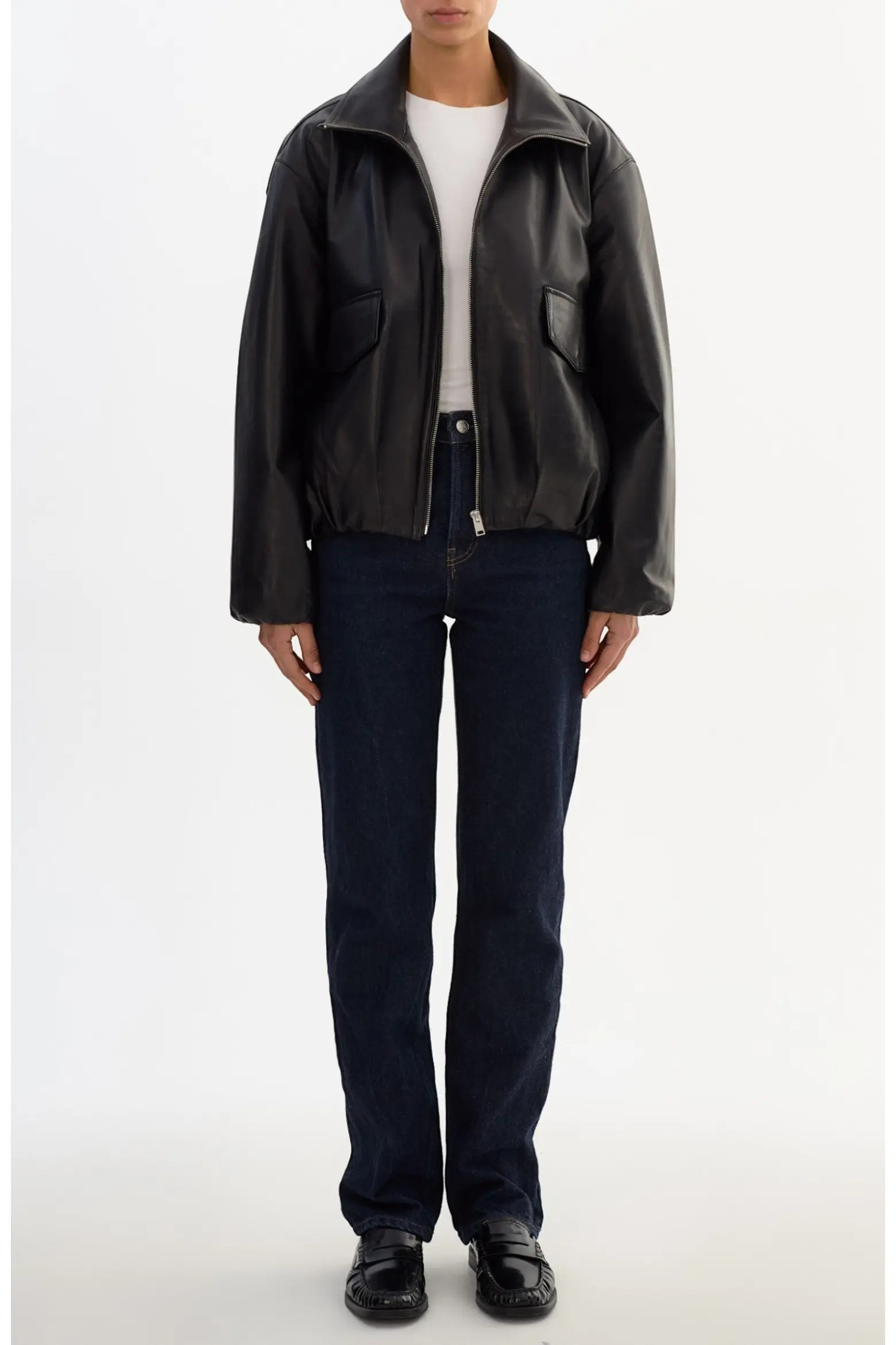 RAMONA | Funnel Neck Leather Jacket (Women) | Nordstrom | Nordstrom