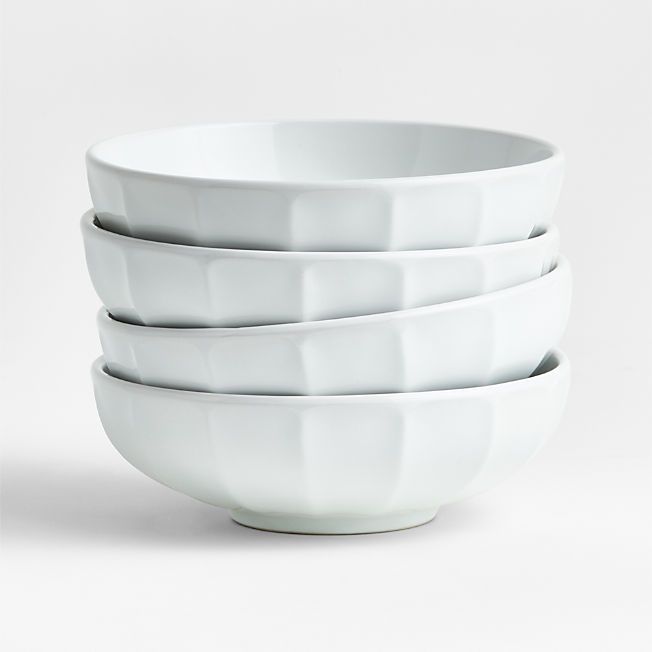 Cafe White Low Bowls, Set of 4 + Reviews | Crate & Barrel | Crate & Barrel