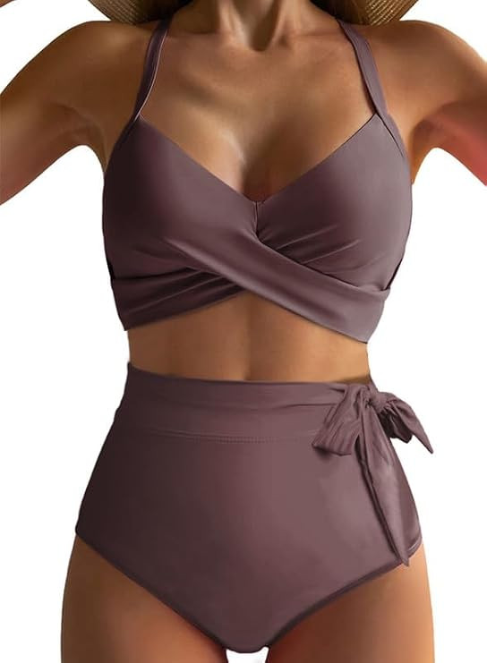 Dokotoo Women's High Waisted Bikini Sets Two Piece SwimsuitTummy Control Bathing Suit Swimwear | Amazon (US)