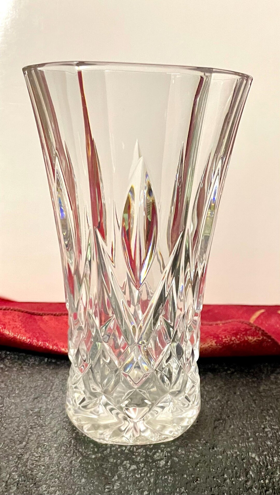 Vintage Flower Vase, in Crystal, Italian Made From the 70s, With Cut Glass Etching Stands at 7 Ta... | Etsy (US)