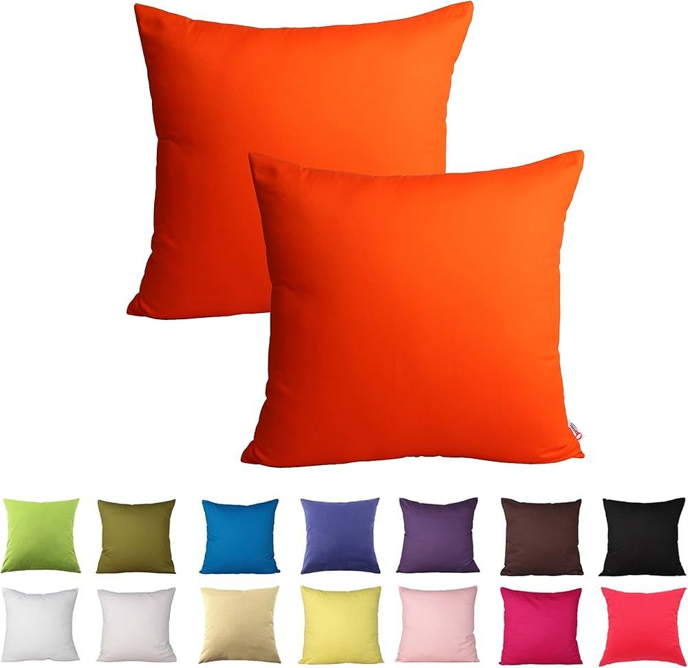 Queenie - 2 Pcs Solid Color Cotton Decorative Pillowcase Cushion Cover for Sofa Throw Pillow Case... | Amazon (US)