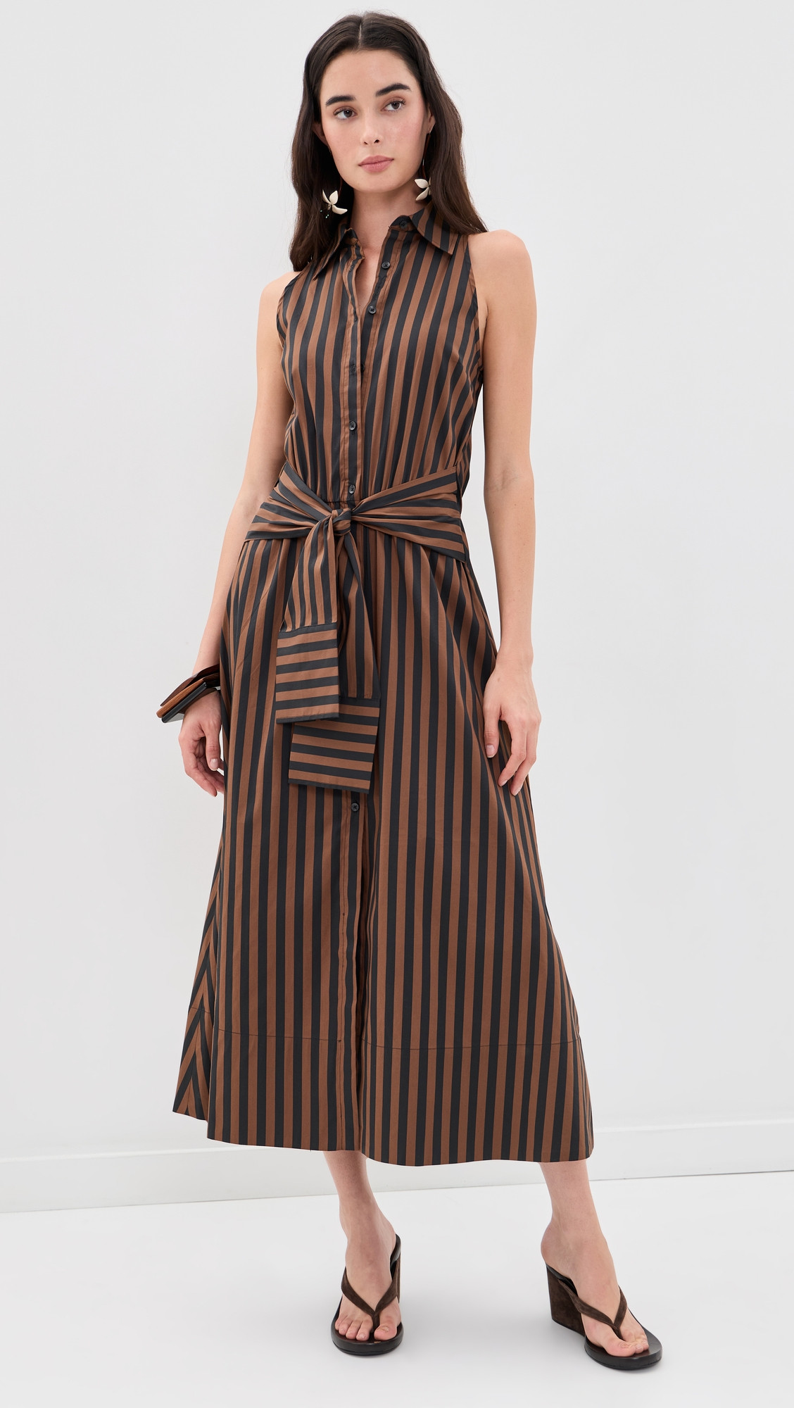 SIMONMILLER Inna Sleeveless Poplin Dress Choco Brown/Black Stripe S | Shopbop