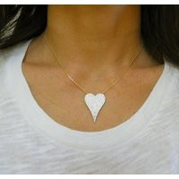 Heart Necklace, Elongated Pave Large Dainty Gift For Mom, Love Necklace | Etsy (US)