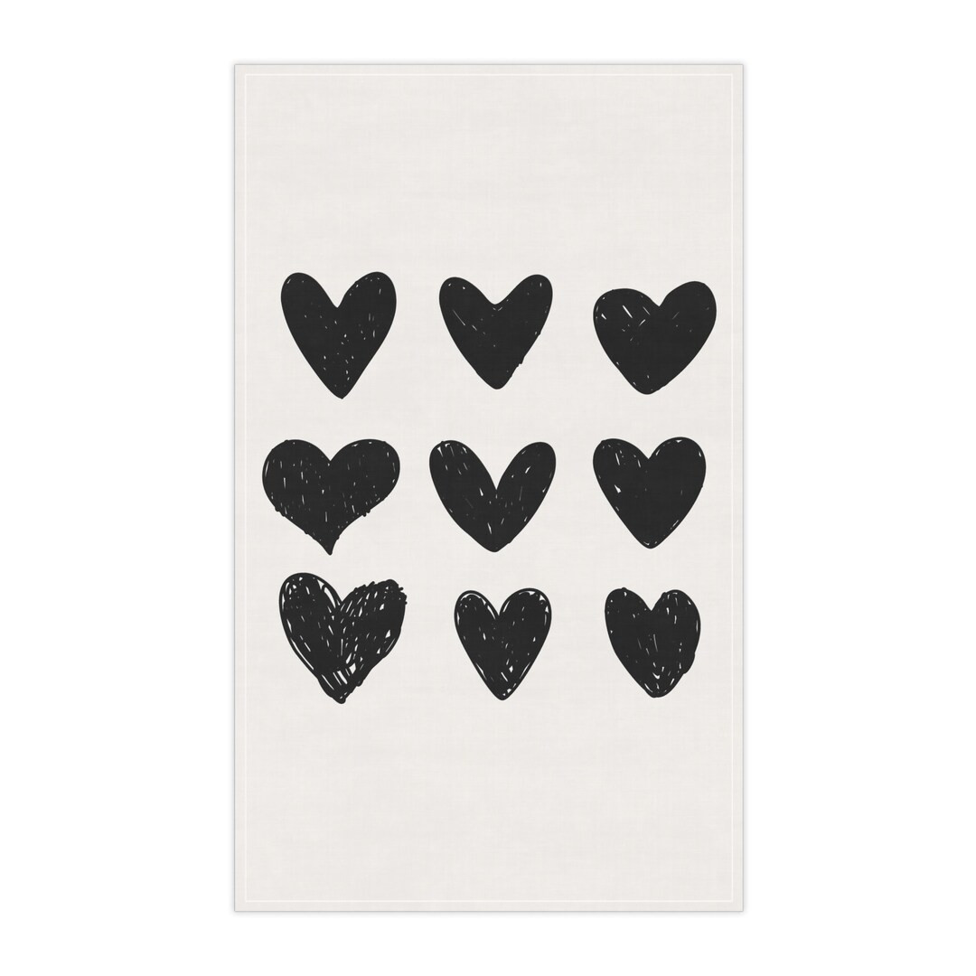 Valentine Heart Kitchen Towel, Valentines Day Tea Towel, Heart Kitchen Towel, Heart Tea Towel, He... | Etsy (US)