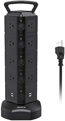 JACKYLED Power Strip Tower Surge Protector 18 AC Outlets and 4 USB Ports Electric Charging Statio... | Amazon (US)