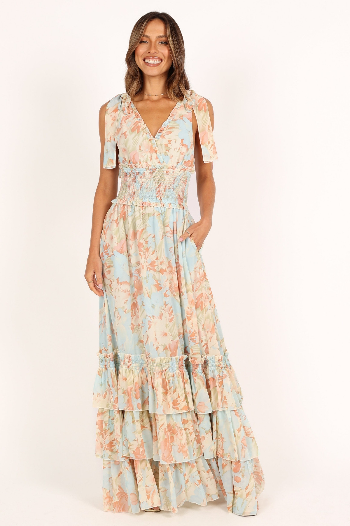 Petal and Pup Women's Christabel Tiered Maxi Dress - Blue floral | Macy's