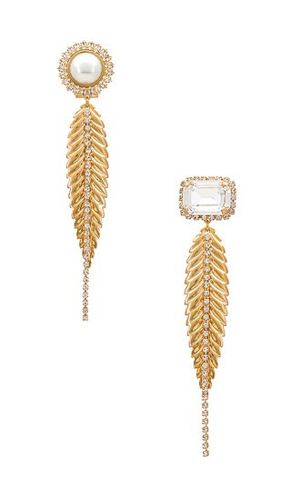 Leaf Asymmetric Chandelier Earrings in Gold | Revolve Clothing (Global)