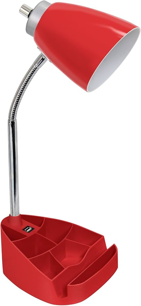 Limelights LD1056-RED Gooseneck Organizer Desk Lamp with iPad Tablet Stand Book Holder and USB Po... | Amazon (US)