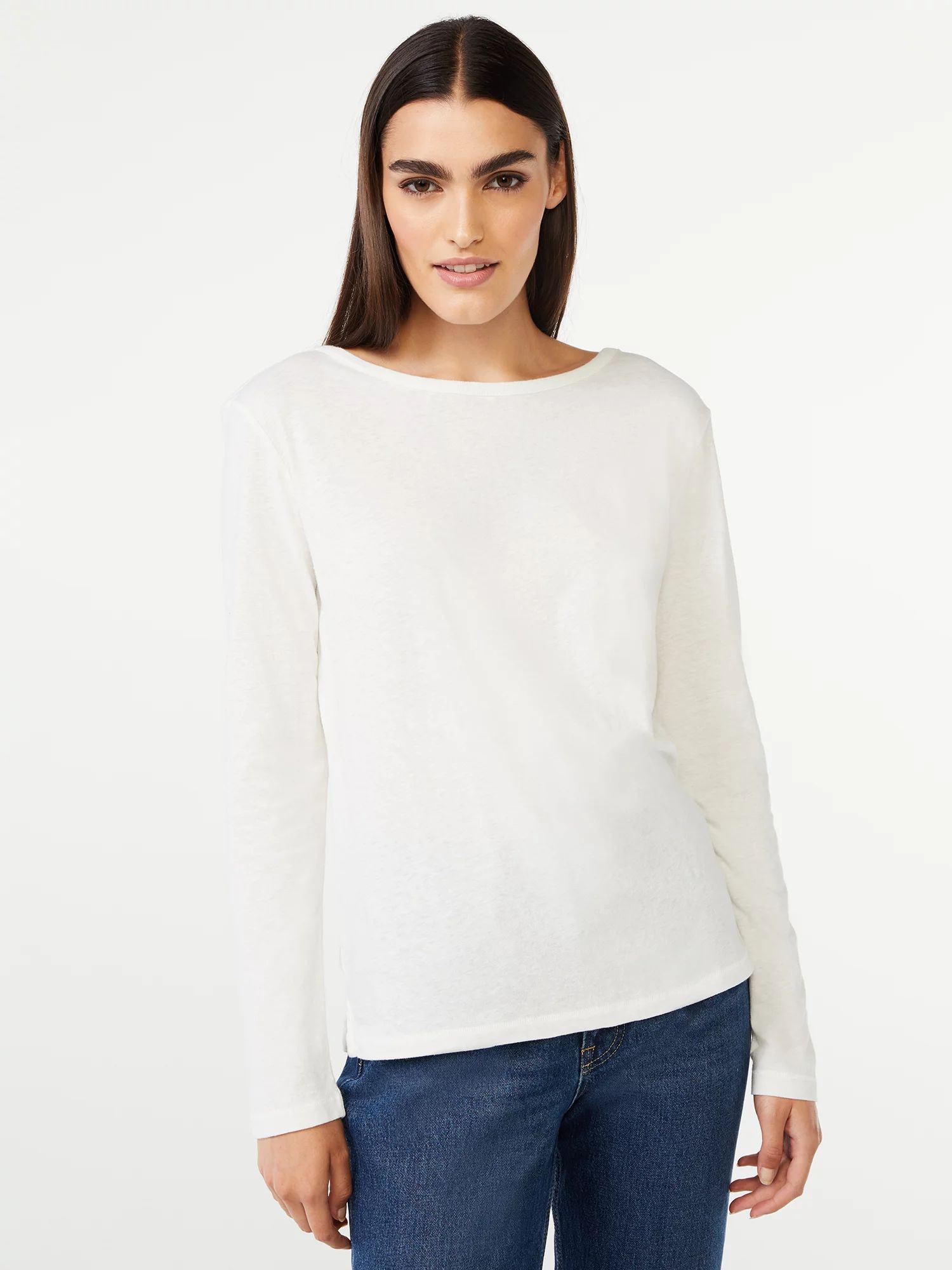 Free Assembly Women's Drop Shoulder Breton Tee with Long Sleeves - Walmart.com | Walmart (US)