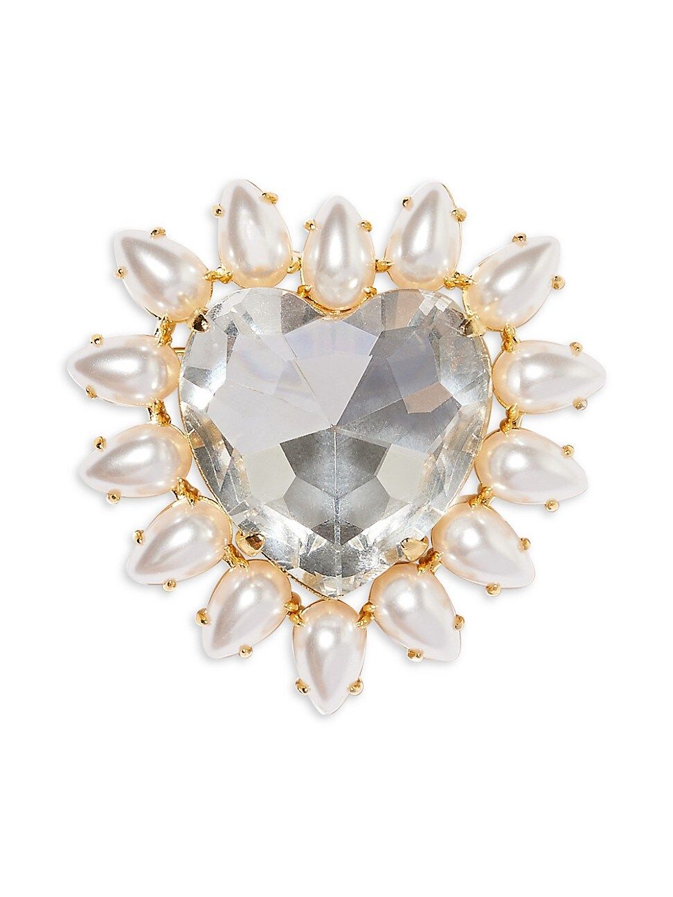 Sweetheart 14K Goldplated Oversized Crystal & Faux Pearl Brooch | Saks Fifth Avenue