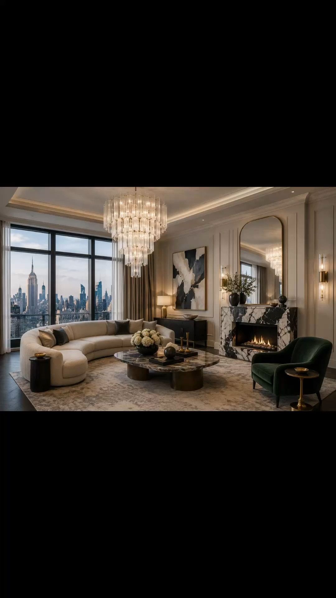 Manhattan penthouse living designed through statement lighting, sculptural seating, layered textures, collectible art, and cinematic architectural details. 

Every space was curated to feel elevated, timeless, and deeply luxurious while still feeling warm enough to live in every day.

From oversized chandeliers and textured walls to deep blue velvet seating and marble finishes, this entire penthouse was designed around atmosphere, emotion, and high-end luxury living.

Everything linked on my LTK:
https://www.shopltk.com/explore/The_Elegant_Curator

#LTKHome #LuxuryInteriors #PenthouseLiving #CuratedHome #ModernLuxury #DesignerInteriors #StatementLighting #ArchitecturalDigestStyle #LuxuryDecor #InteriorStyling

#LTKHome #LTKvlog #LTKOver40