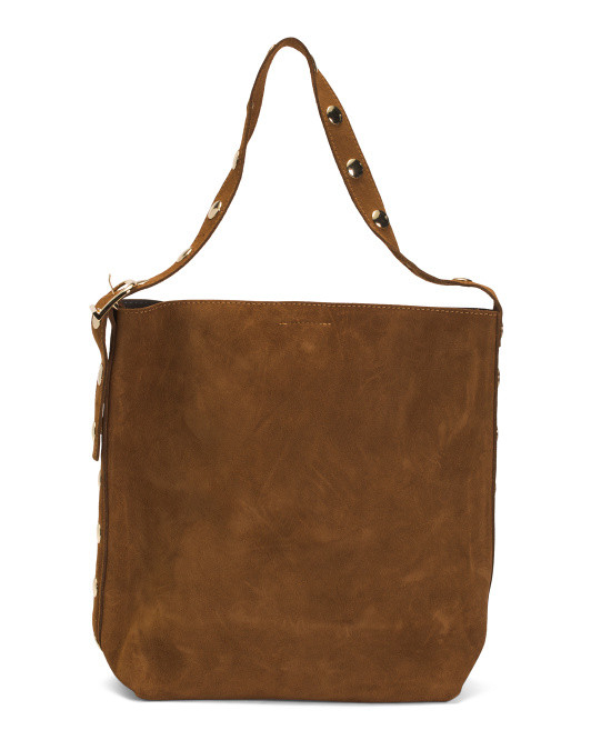 Made In Italy Suede Hobo With Studs | TJ Maxx