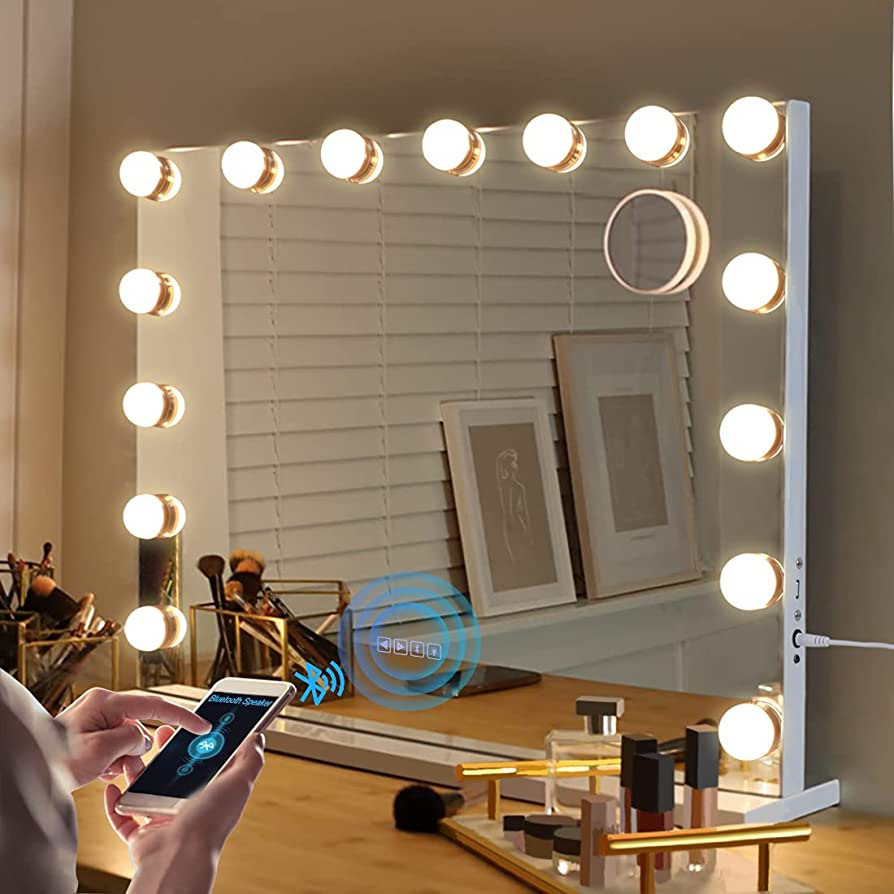 Fenair Vanity Mirror with Lights and Bluetooth Hollywood Speaker Support Answer Call, Touch Scree... | Amazon (US)