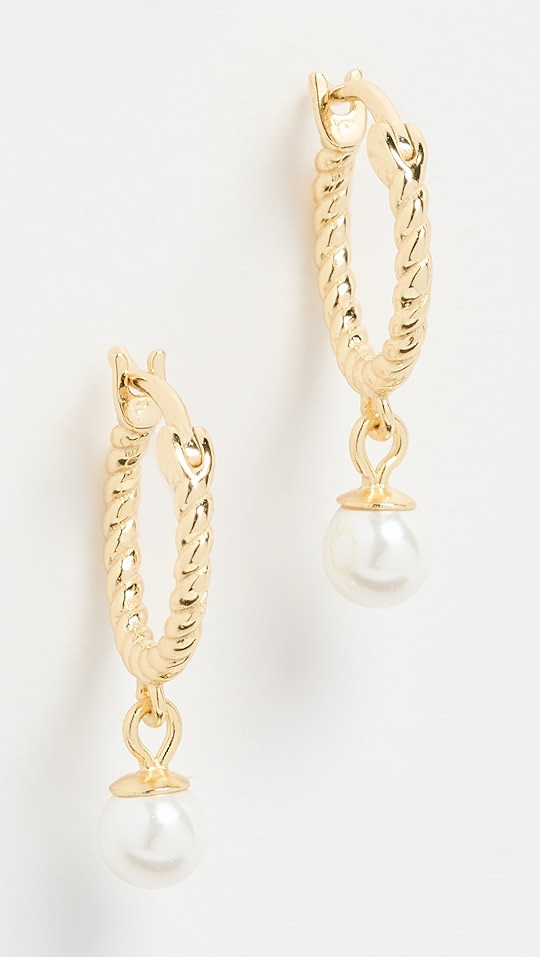 By Adina Eden Twisted Pearl Huggie Earrings | SHOPBOP | Shopbop