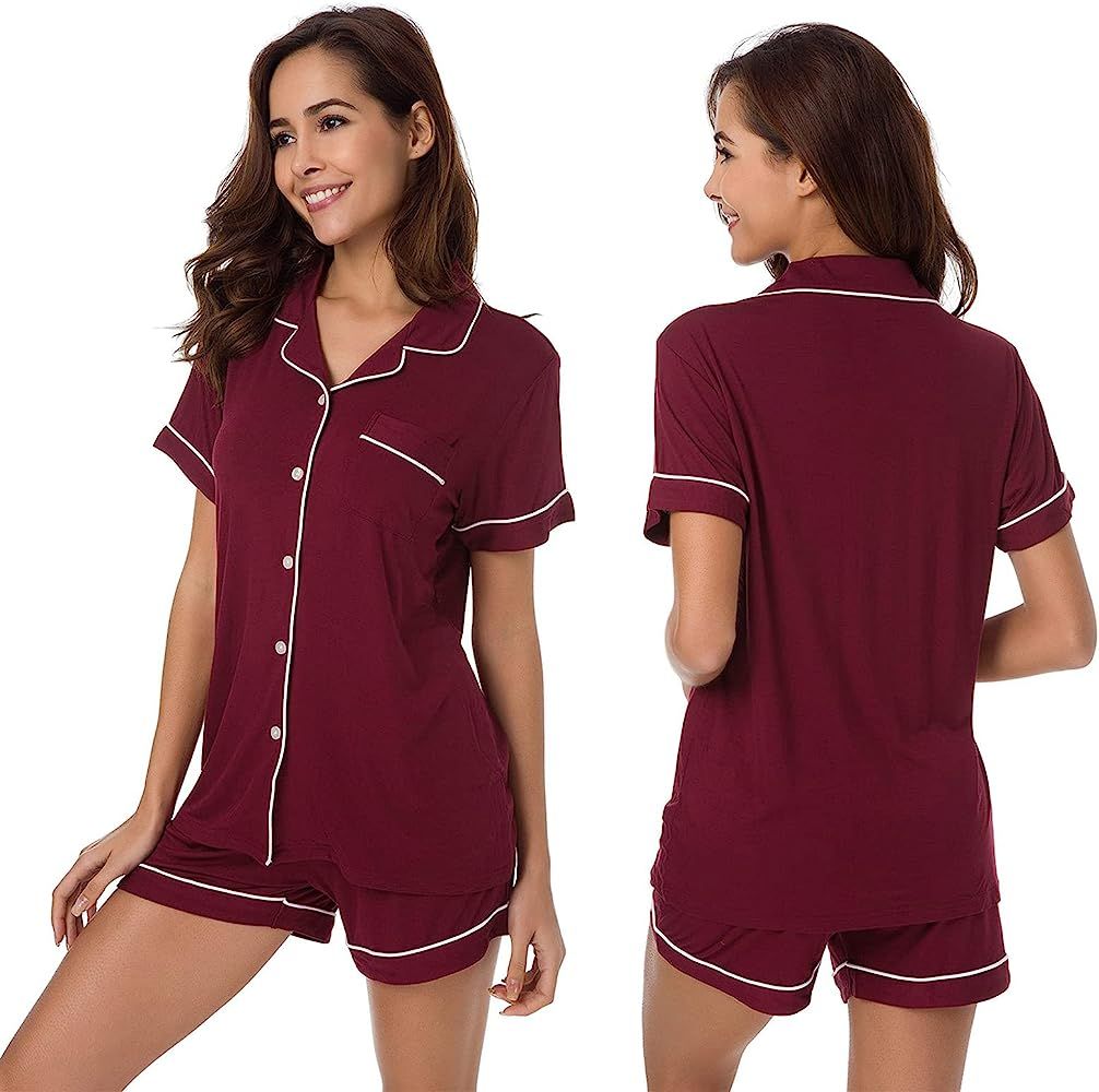 SIORO Womens Pajamas Set Short Sleeve, Button Down Cotton Pj Sets For Women Soft Nightwear,S-XL | Amazon (US)