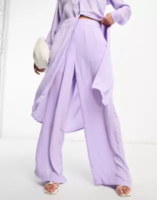 Vero Moda Aware slinky wide leg trouser co-ord in lilac | ASOS (Global)