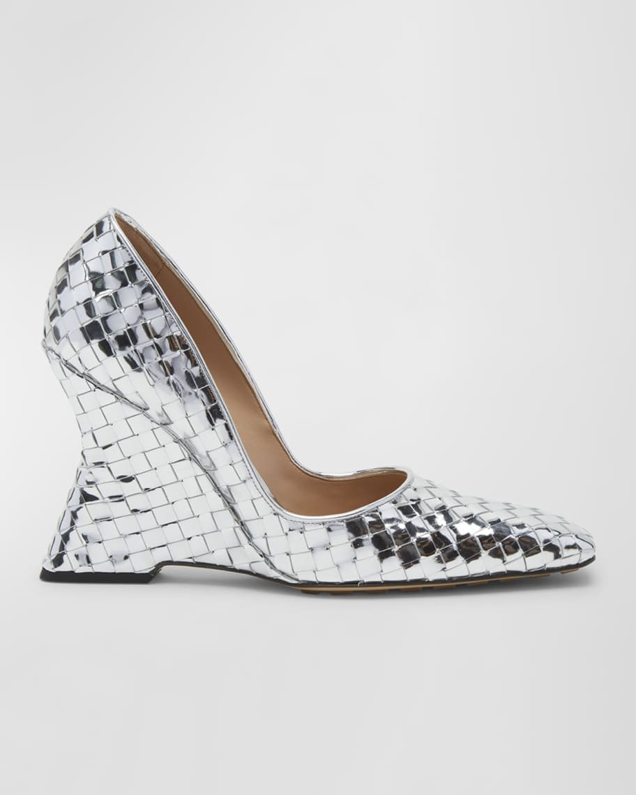 Bottega Veneta Comet Woven Mirror Leather Pumps | Neiman Marcus