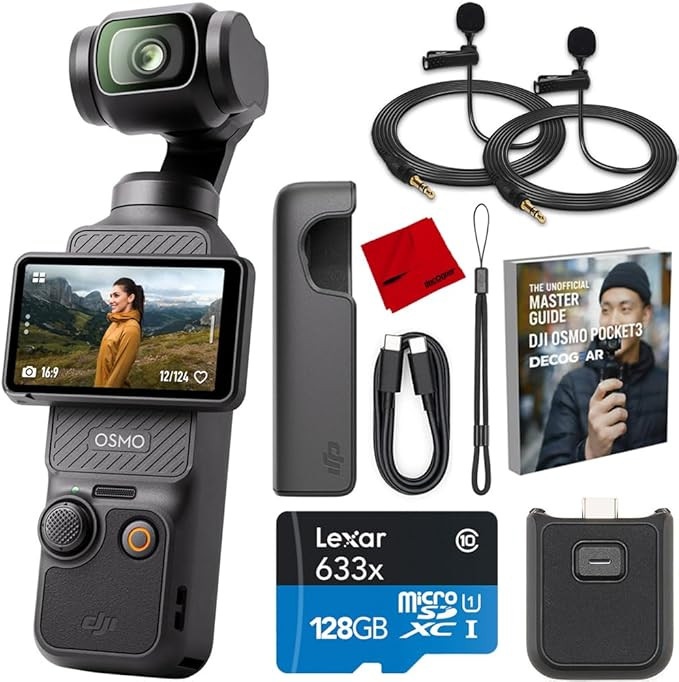 DJI CP.OS.00000301.01 Osmo Pocket 3 4K 120fps Handheld 3-Axis Gimbal Stabilizer Bundle with 128GB... | Amazon (US)