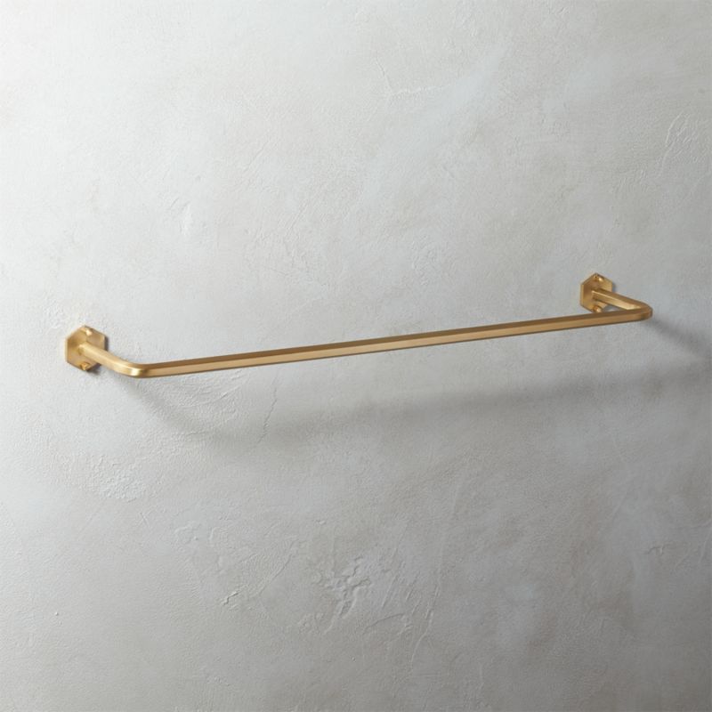 Hex Brushed Brass Towel Bar 24" + Reviews | CB2 | CB2