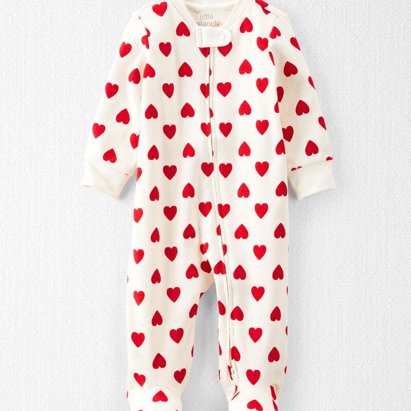 Baby Organic Ribbed Cotton Heart Print Sleep & Play | Carter's