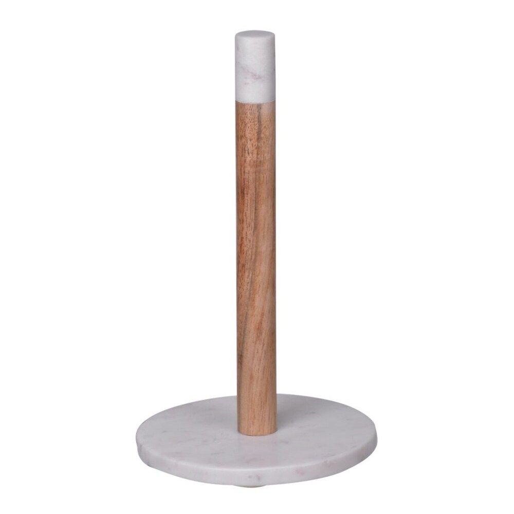 11" White and Brown Nappa Marble Paper Towel Holder (White) | Bed Bath & Beyond