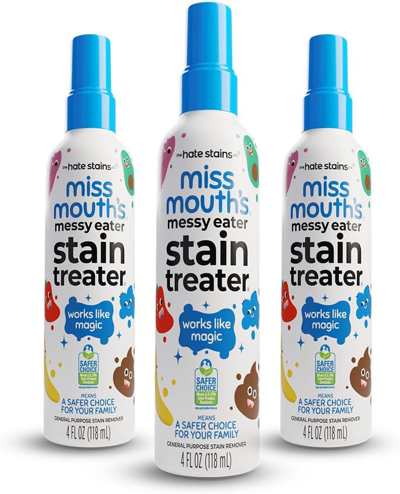 Miss Mouth's Messy Eater Stain Treater Spray - 4oz 3 Pack Stain Remover - Newborn & Baby Essentials - No Dry Cleaning Food, Grease, Coffee Off Laundry, Underwear, Fabric | Amazon (US)