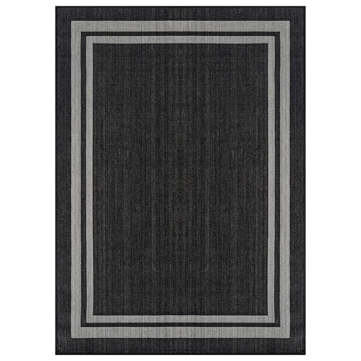 Border Dark Gray/Natural Easy-Care Jute-Style Indoor/Outdoor Flat Woven Area Rug | Wayfair North America