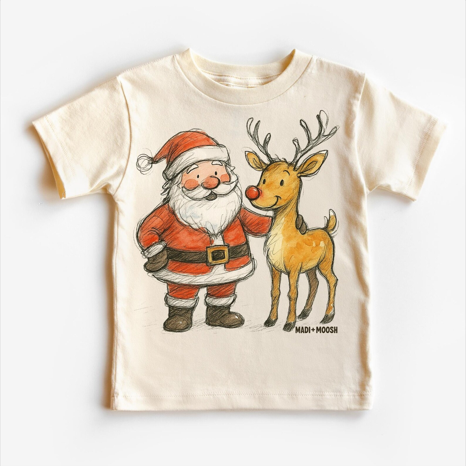 Retro Santa and Reindeer Christmas Shirt Toddler and Adult T-shirt, Sweatshirt, Long Sleeve Tee -... | Etsy (US)