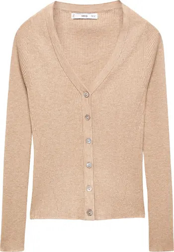 MANGO V-Neck Rib Cardigan | Nordstrom | Nordstrom