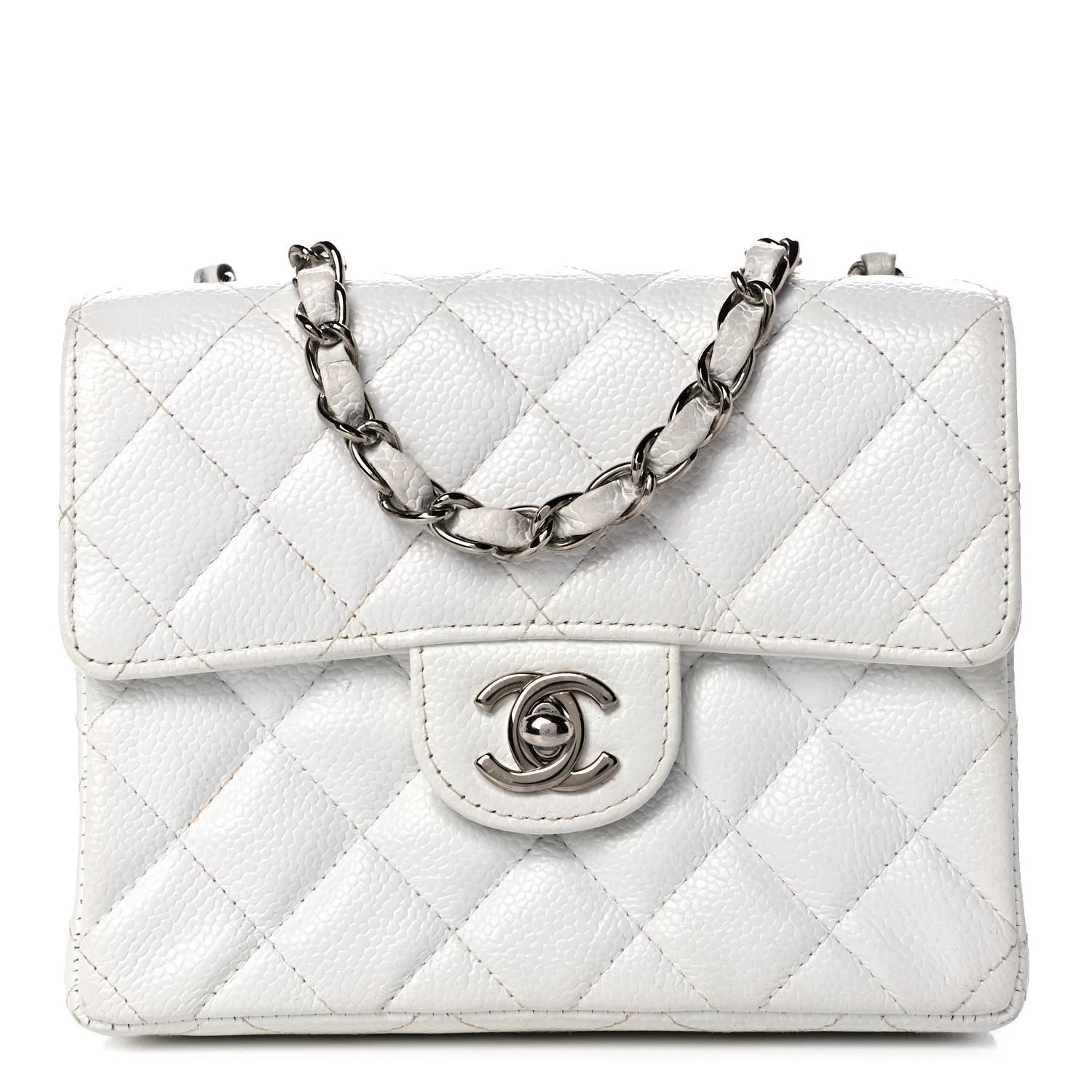 CHANEL Caviar Quilted Mini Square Flap White | FASHIONPHILE | Fashionphile