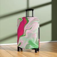 Custom Pink & Green Sorority Luggage Cover, Divine Nine Paraphernalia, Unique Travel Gift For Her, Suitcase Hbcu Accessories | Etsy (US)