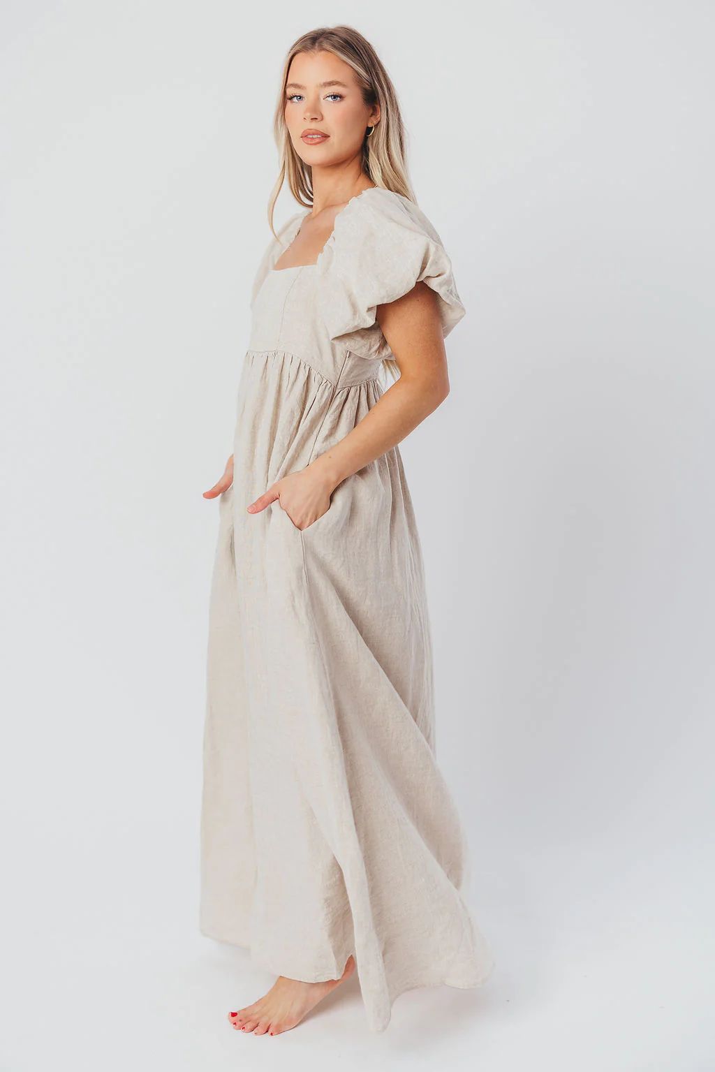Candace Maxi Dress in Natural - 100% Linen - Bump Friendly - *Pre-Orde | Worth Collective