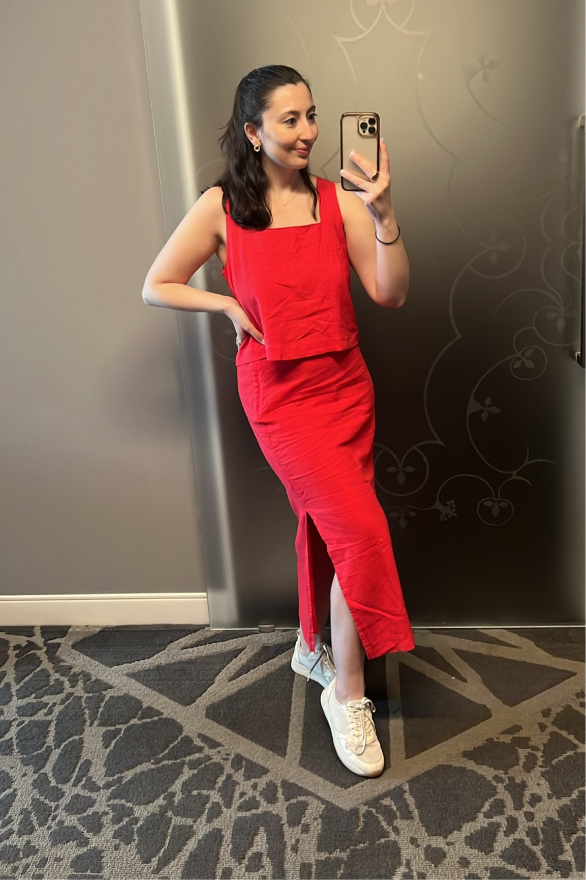 Summer linens only 😍 The long fitted linen skirt with a slit on both sides is one of my favorite new purchases. You can dress up or dress down! #linenset #matchingset #redskirt #GAP

#LTKSeasonal #LTKsalealert #LTKworkwear