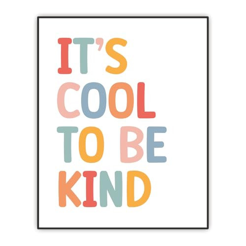 It's Cool To Be Kind, Inspirational Quote Print, Classroom Decoration, Educational Poster, Playroom Wall Decor, Nursery Decor, Wall Art for Boys Girls Kids Bedroom, UNFRAMED Print 11"x14 | Amazon (US)