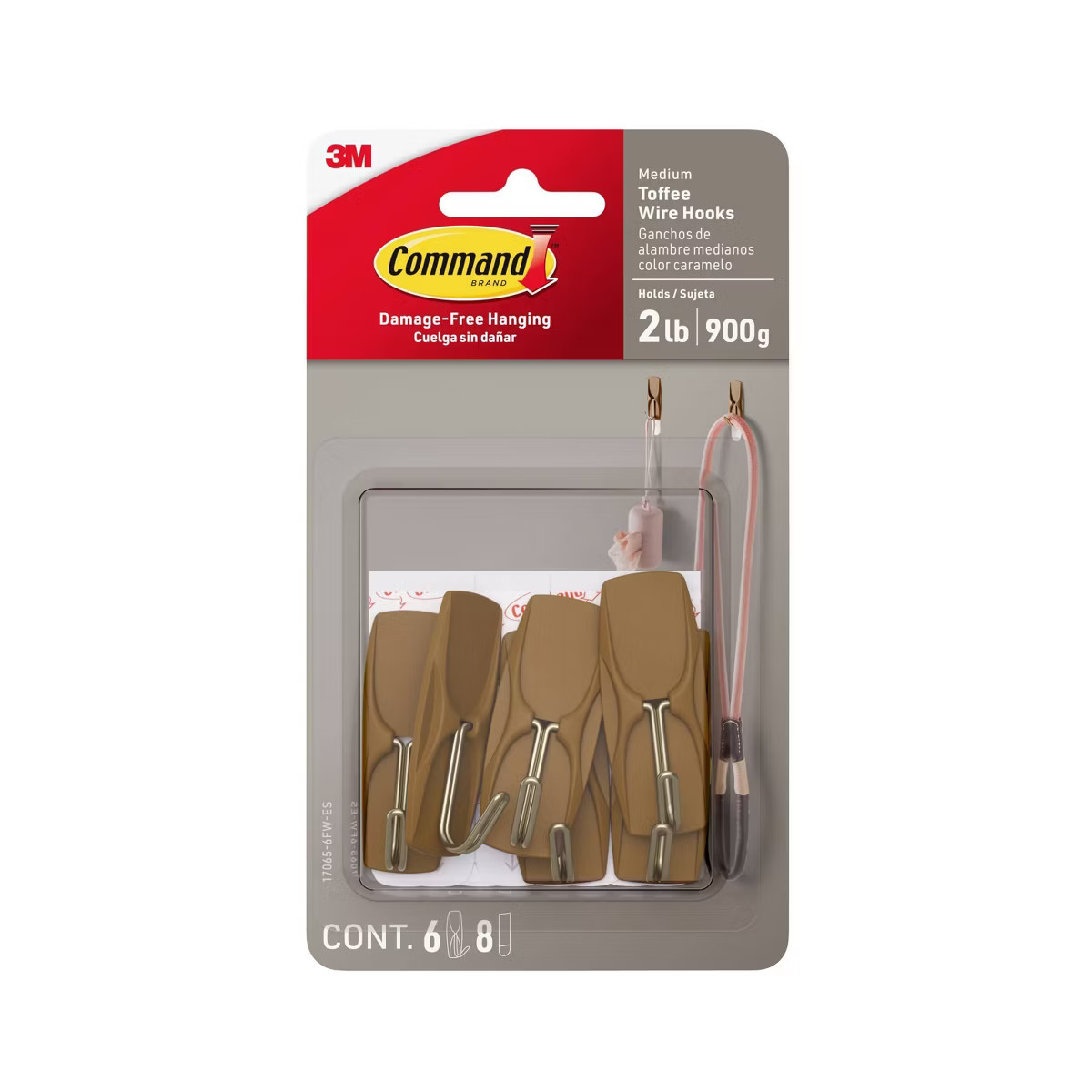 Command Damage-Free Medium 6 Wire Hooks and 8 Strips Olive | Target