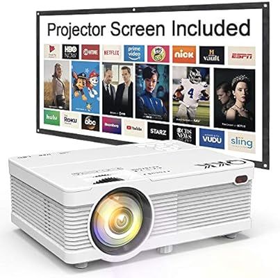 QKK Mini Projector 5500Lumens Portable LCD Projector [100" Projector Screen Included] Full HD 108... | Amazon (US)