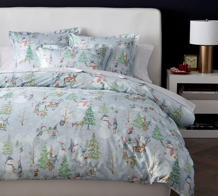 Snow Day Gnomes Organic Percale Duvet Cover | Pottery Barn | Pottery Barn (US)