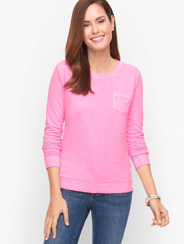 Pocket Crewneck Sweatshirt - Neon Garment Dye | Talbots