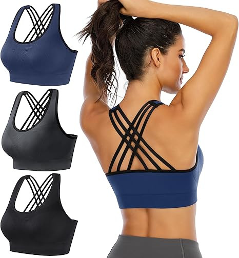 Ewedoos Women's Sports Bras Padded Sports Bra Supportive Strappy Criss Cross Yoga Bra Workout Ath... | Amazon (US)