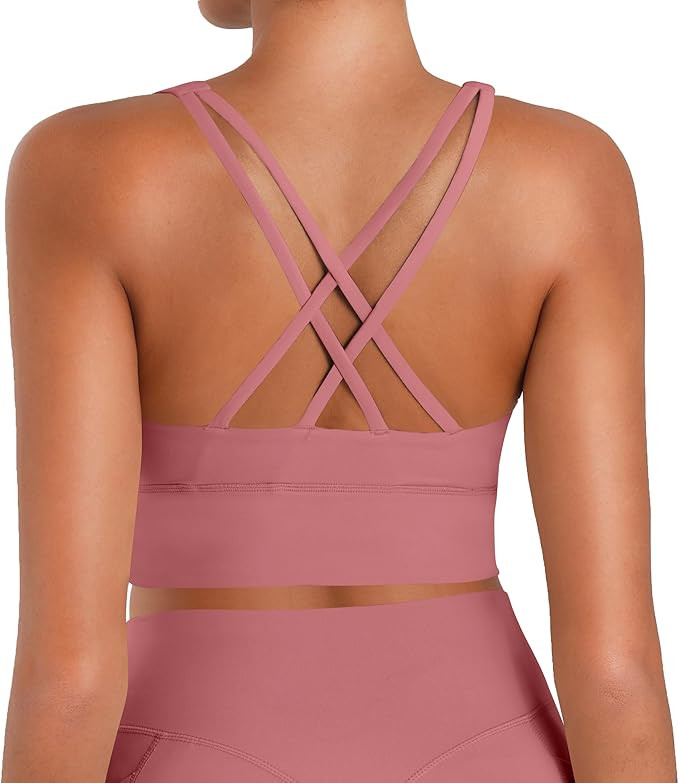Sunzel Sunzfly Sports Bra for Women, Scoop Neck Crisscross Back Padded Low Impact Bras Tops for W... | Amazon (US)