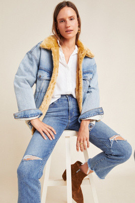 Levi's Kara Sherpa-Lined Denim Trucker Jacket | Anthropologie (US)