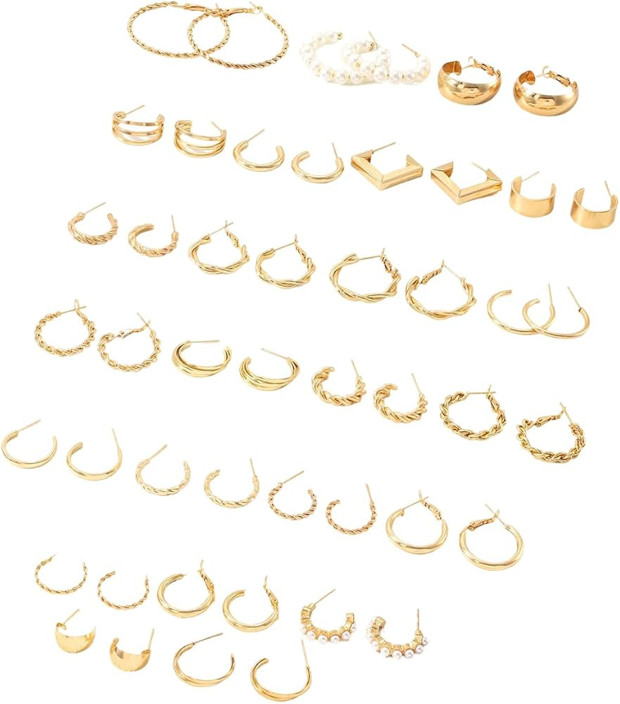 48 PCS Women's Plated Assorted Styles Trendy Looks Earring Sets | Amazon (US)