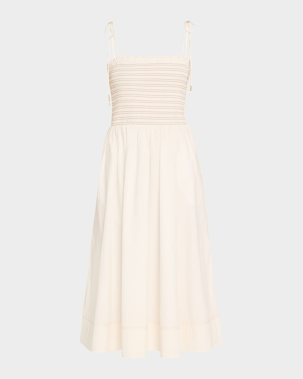 Kaela Smocked A-Line Midi Dress | Neiman Marcus