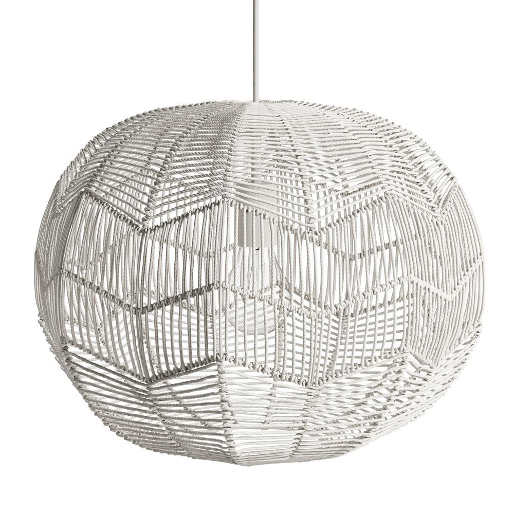 Manor Brook Byron 1-Light White Rattan Pendant | The Home Depot