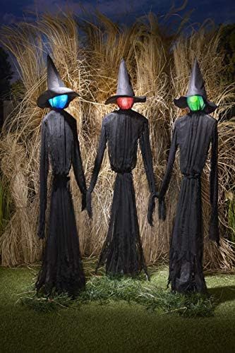 The Lakeside Collection Light-Up Witches Halloween Yard Decorations with LED Lights - Set of 3 | Amazon (US)