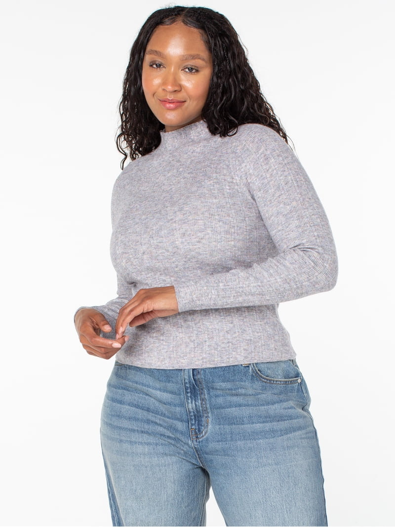 Celebrity Pink Women's and Women's Plus Long Sleeve Mockneck Sweater Top, Sizes XS-4X | Walmart (US)