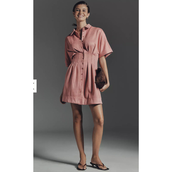 Anthropologie The Tobie Faux-Suede Mini Shirt Dress by Exquise Small FLAW | Poshmark
