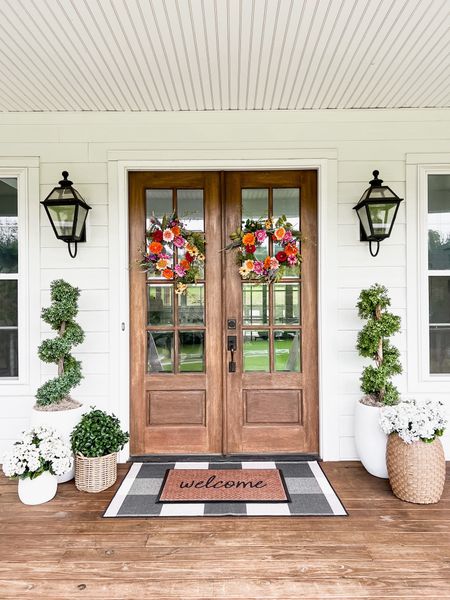 Back in stock! Front porch and front door decor large white planter trending viral home decor pottery barn dupe look a like look for less artificial faux plants trees flowers florals greenery faux geraniums hydrangeas doormat and washable outdoor rug from ruggable layered double modern farmhouse southern porch eucalyptus tree African sunflower wreath lantern, outdoor light fixtures, wall sconces lighting jute spiral topiary

#LTKfindsunder50 #LTKsalealert #LTKhome
