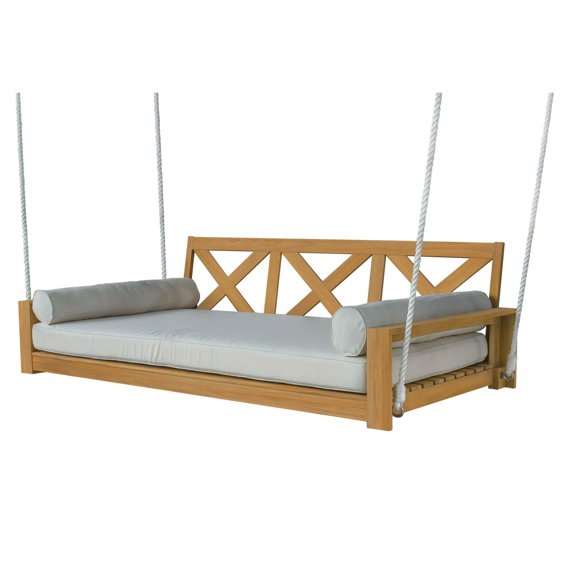 Better Homes & Gardens Ashbrook 3-Persons Teak Porch Swing with Cushions by Dave & Jenny Marrs | Walmart (US)