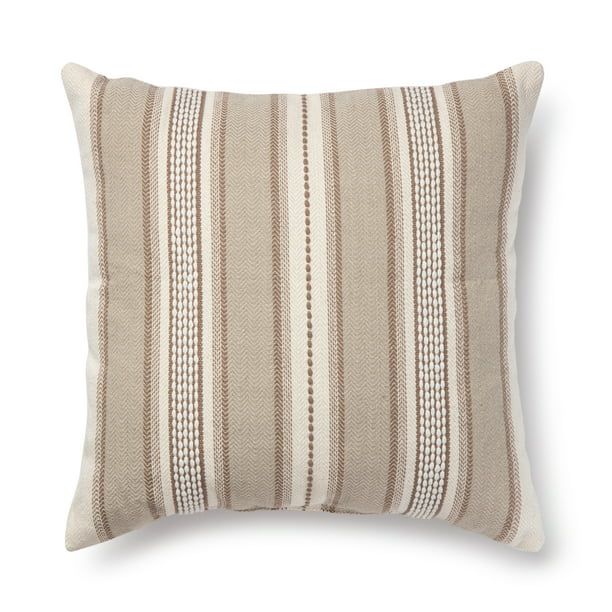 Mainstays Classic Woven Stripe Decorative Square Pillow, 18x18, Tan, Single | Walmart (US)
